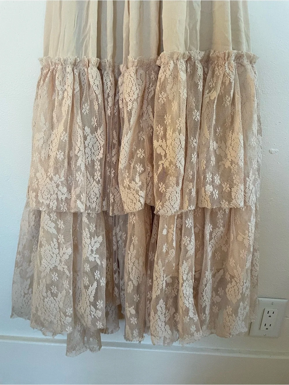 Girls' Lace Tiered Formal Dress in Cream